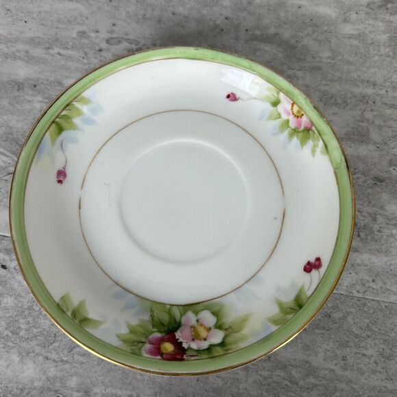 Saucers 4.5" Floral Spray Gold Filigree trim Set of 5 - Picture 4 of 14